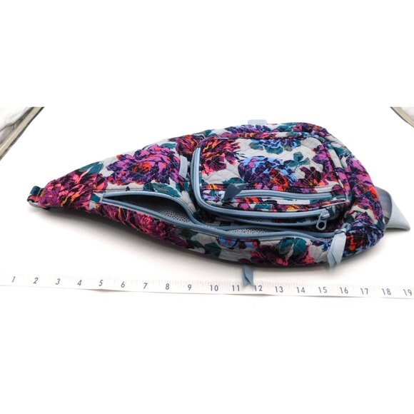 Vera Bradley Neon Blossom Blooms Sling Backpack Floral Purple Flowers Bag